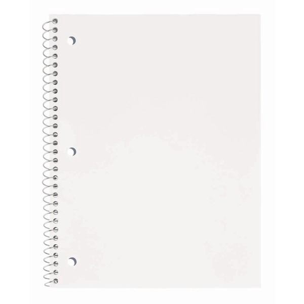 slide 1 of 1, Just Basics Poly Spiral Notebook, 8"" X 10-1/2"", 1 Subject, Wide Ruled, 70 Sheets, White, 70 ct