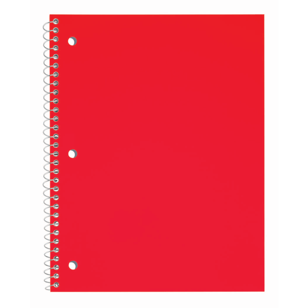 slide 1 of 1, Just Basics Poly Spiral Notebook, 8"" X 10-1/2"", 1 Subject, Wide Ruled, 70 Sheets, Red, 70 ct