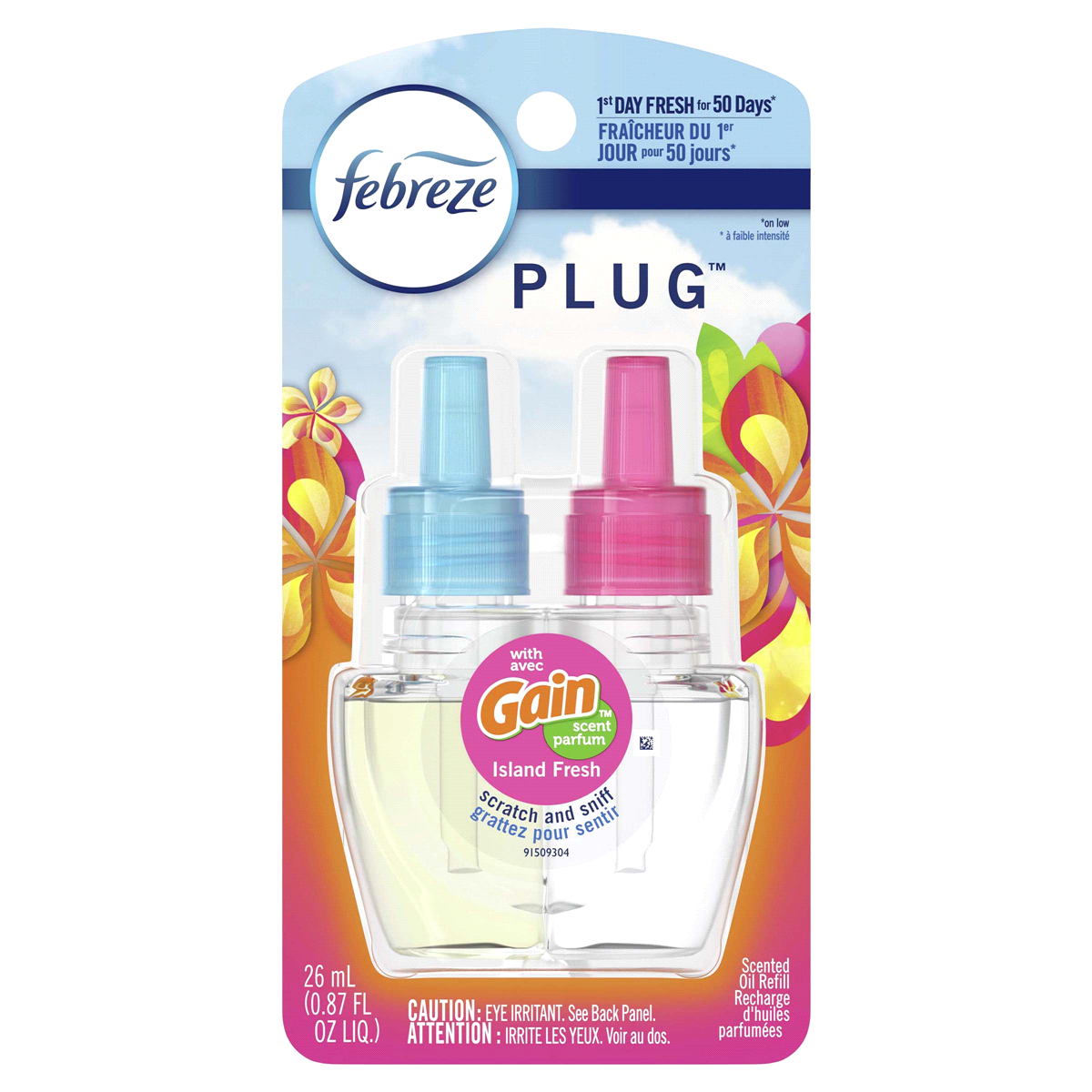 slide 1 of 2, Febreze Plug Island Fresh Air Freshener Scented Oil Refill , 0.87 oz