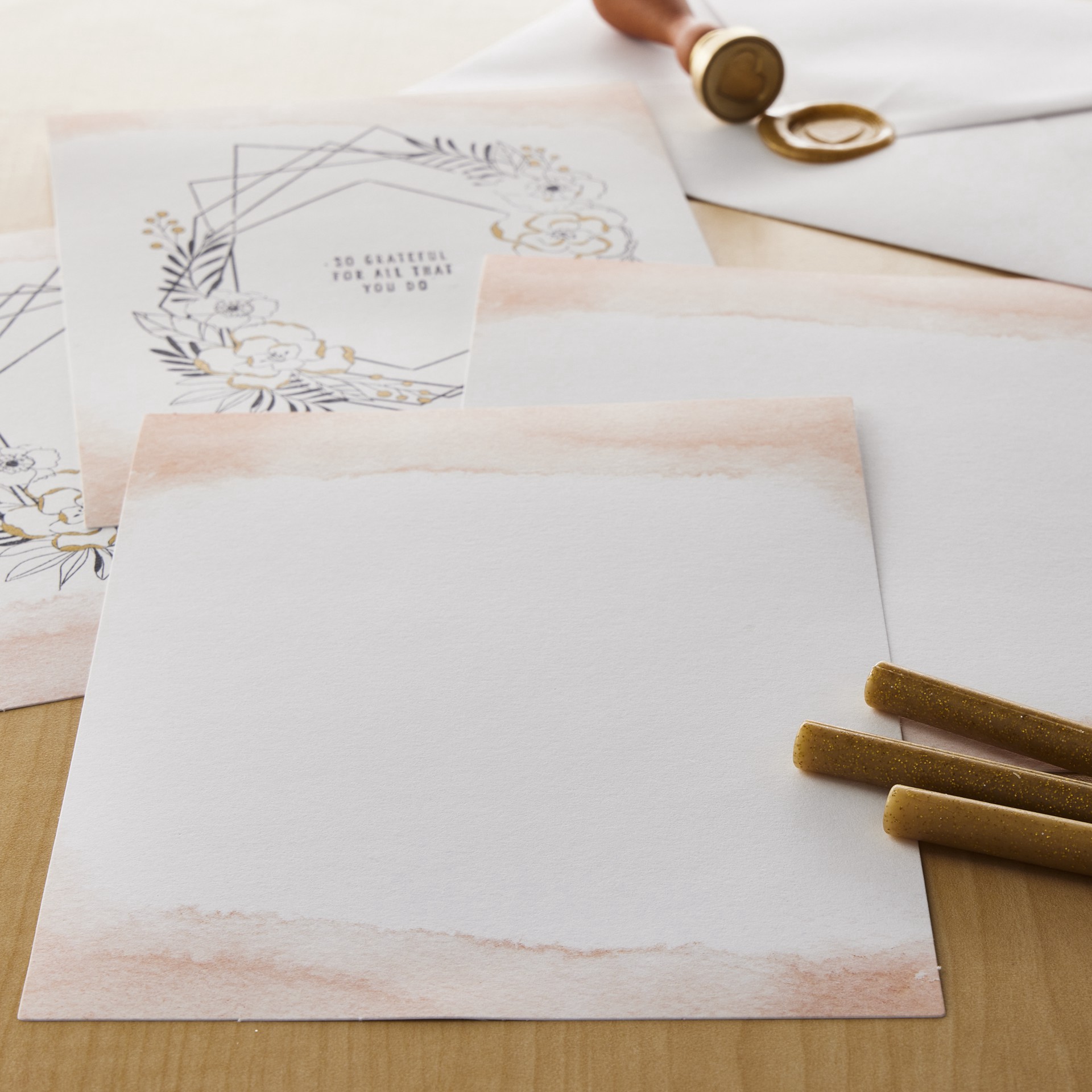slide 2 of 4, Blush Watercolor Flat Cards & Envelopes By Recollections, 5" X 7", 5 in x 7 in