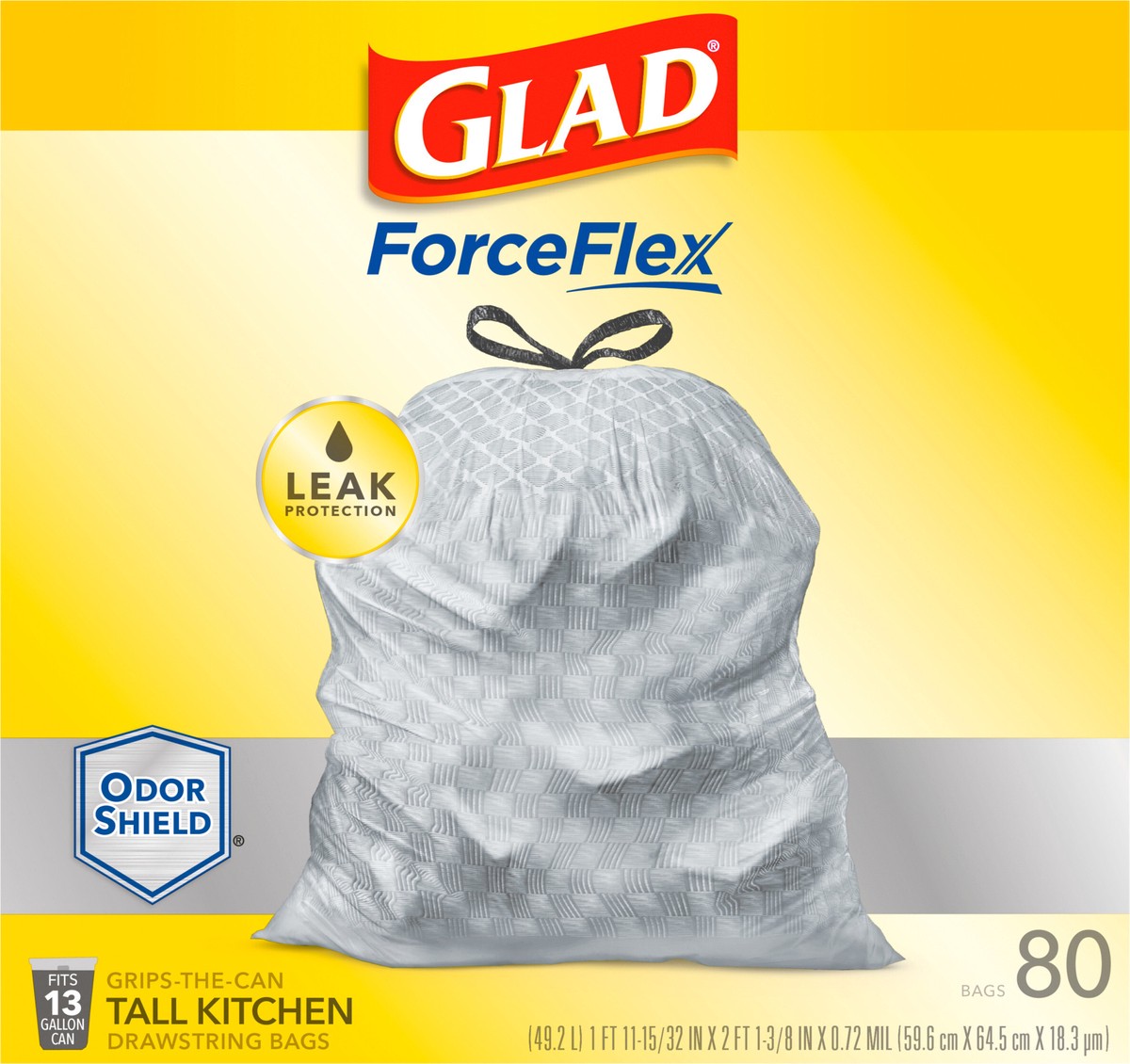 slide 2 of 9, Glad Force Flex Odor Shield 13 Gallon 80ct, 80 ct