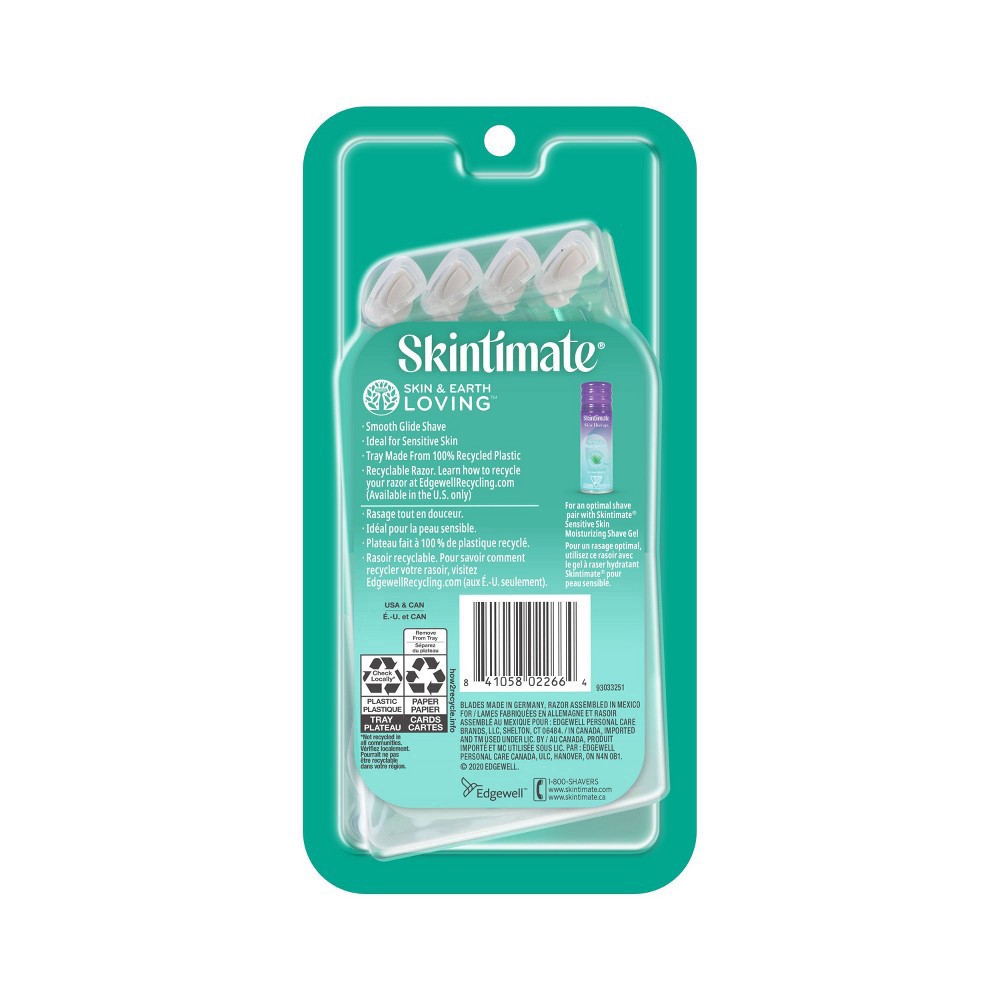 slide 12 of 13, Skintimate Sensitive Four Blade Disposable, 4 ct