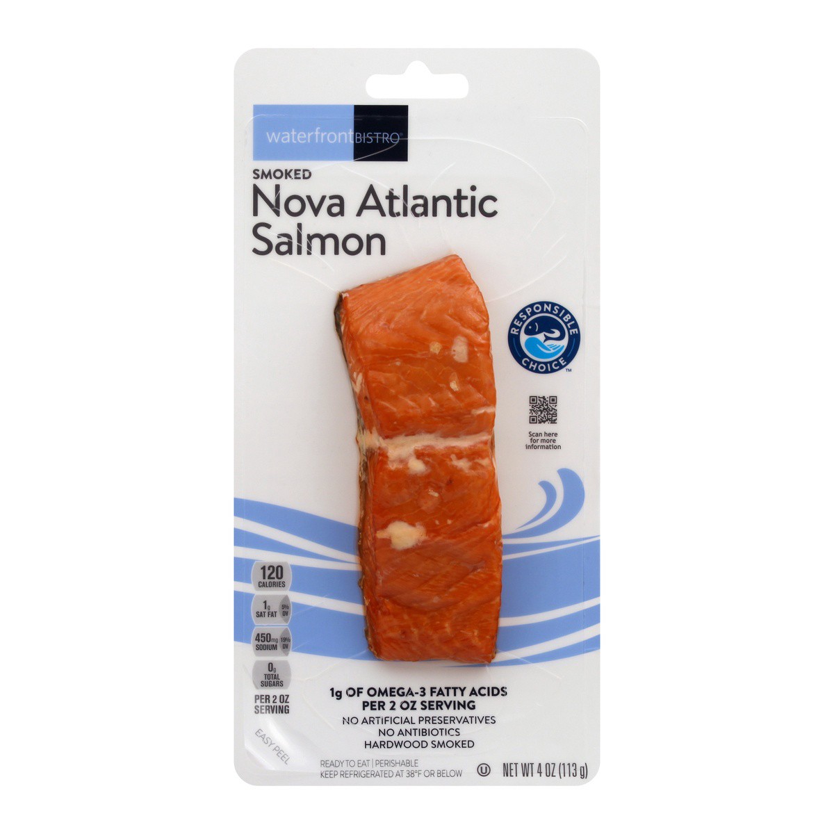 slide 1 of 7, Waterfront Bistro Salmon Nova Atlantic Hot Smoked, 4 oz