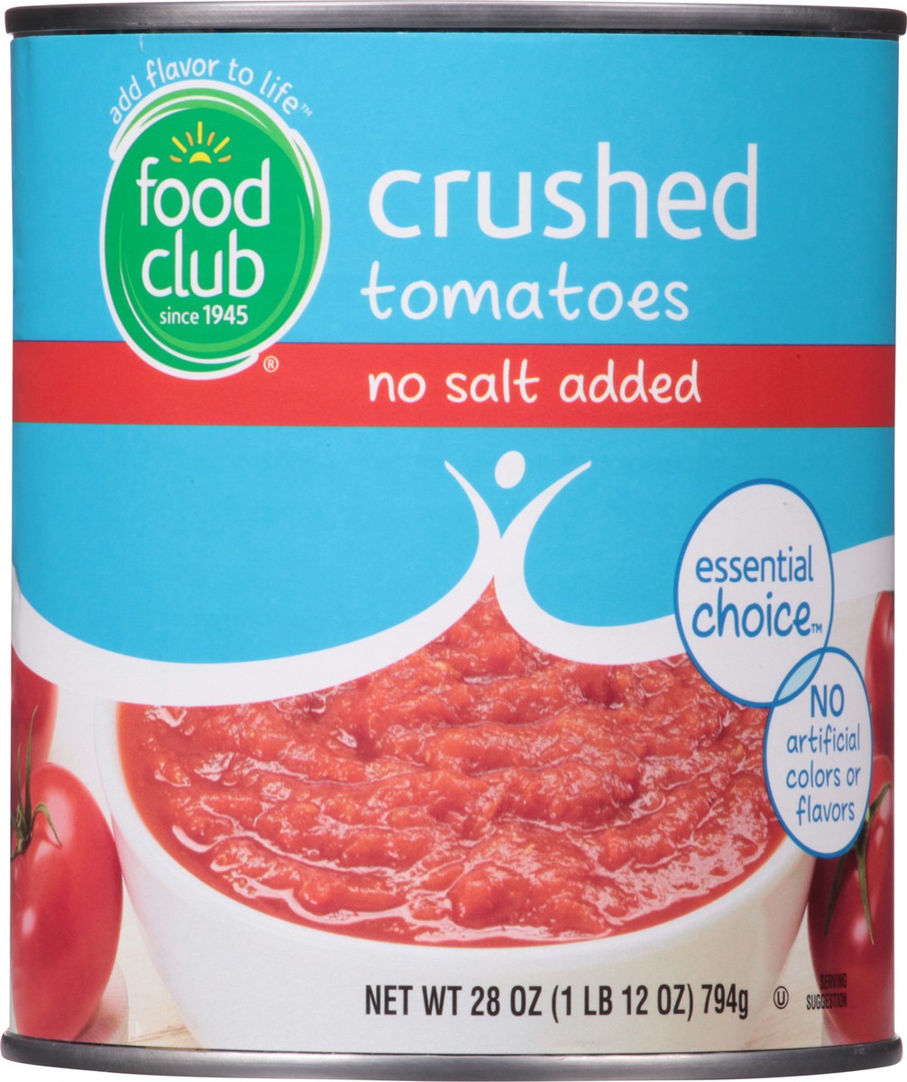 slide 13 of 13, Food Club No Salt Added Crushed Tomatoes 28 oz, 28 oz