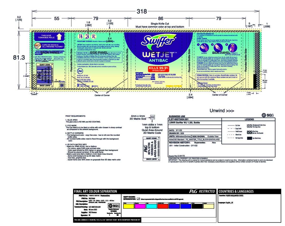 slide 3 of 8, Swiffer Wet Jet Mop Refill Solution, Wood, Laminate, Tile, Floor Cleaner, Antibacterial, 1.25 Liters, 42.2 fl oz