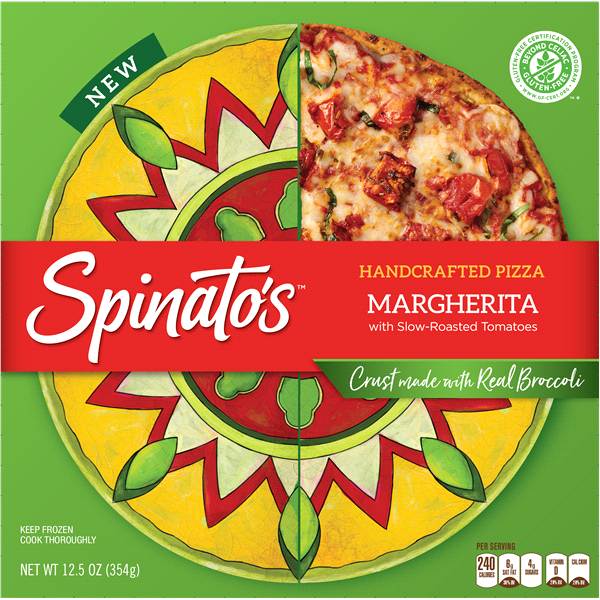 slide 1 of 1, Spinato's Margherita Handcrafted Pizza with Broccoli Crust, 11 oz