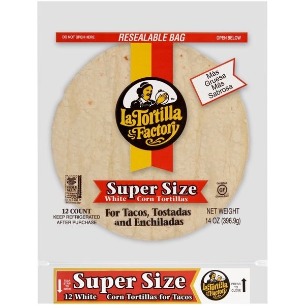 slide 1 of 1, La Tortilla Factory Super Size White Corn Tortillas, 14 oz