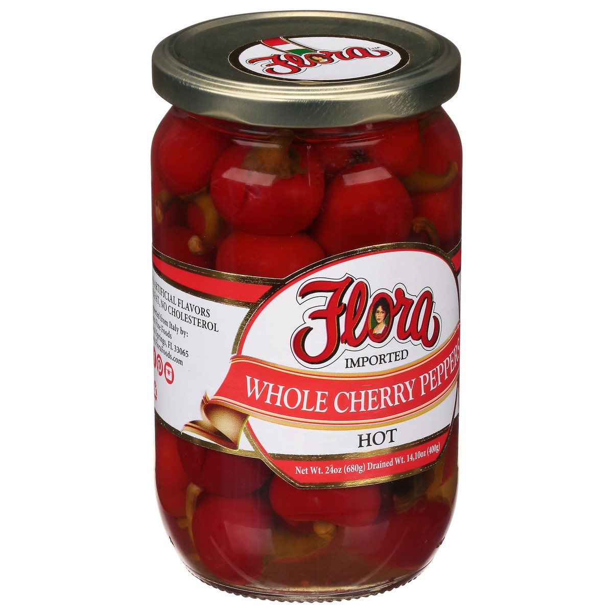 slide 11 of 12, Flora Hot Whole Cherry Peppers Pickles 24 oz, 24 oz