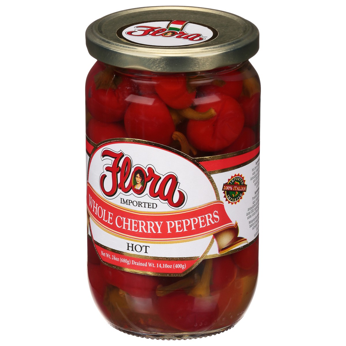 slide 3 of 12, Flora Hot Whole Cherry Peppers Pickles 24 oz, 24 oz