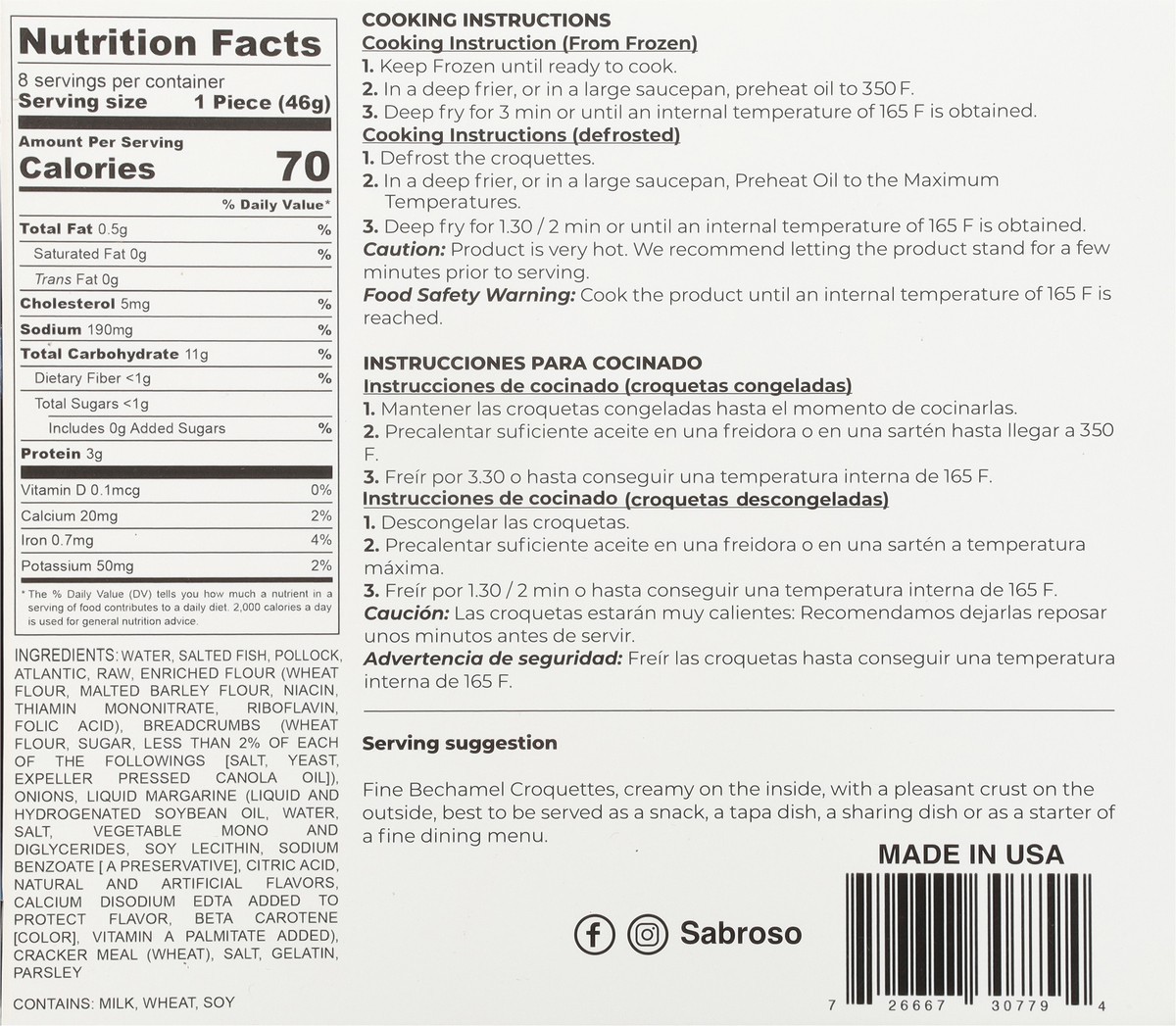 slide 2 of 13, Sabroso Croqueta De Pescado, 9.6 oz