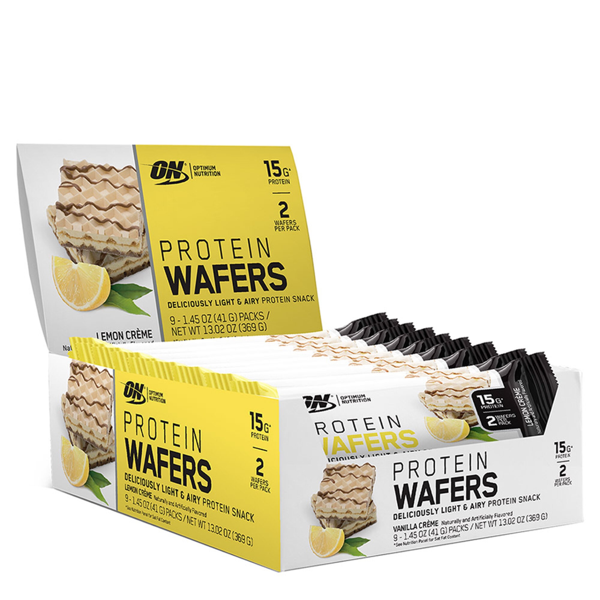 slide 1 of 1, Optimum Nutrition Protein Wafers - Lemon Crme, 9 ct