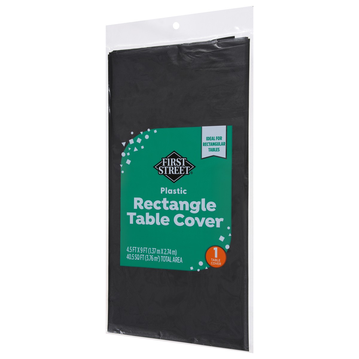 slide 2 of 4, First Street Black Vel Plastic Table Cover 54X108, 1 ct
