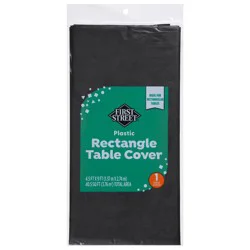 First Street Black Vel Plastic Table Cover 54X108