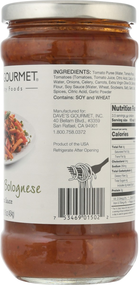 slide 4 of 9, Dave's Gourmet Vegan Bolognese Pasta Sauce - 16 oz, 16 oz