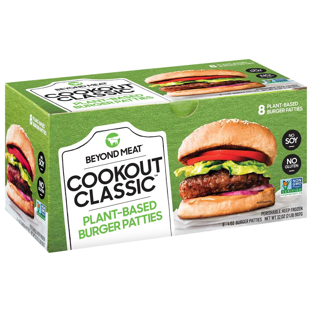 slide 2 of 9, Beyond Meat® Cookout Classic™ frozen plant-based burger patties, 2 lb