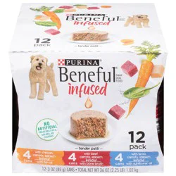 Purina Beneful Infused Pate Wet Dog Food Variety Pack, Pate With Real Lamb, Chicken or Beef Varieties