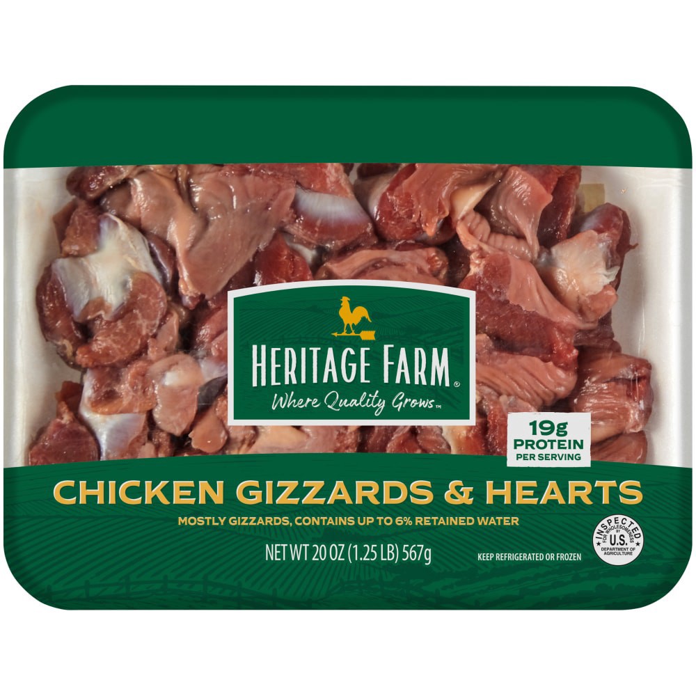 slide 1 of 2, Heritage Farms Chicken Gizzards & Hearts, 1.25 lb