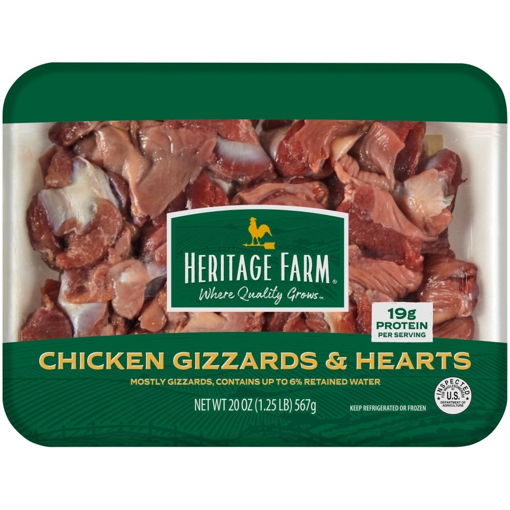 slide 1 of 1, Heritage Farms Chicken Gizzards & Hearts, 1.25 lb