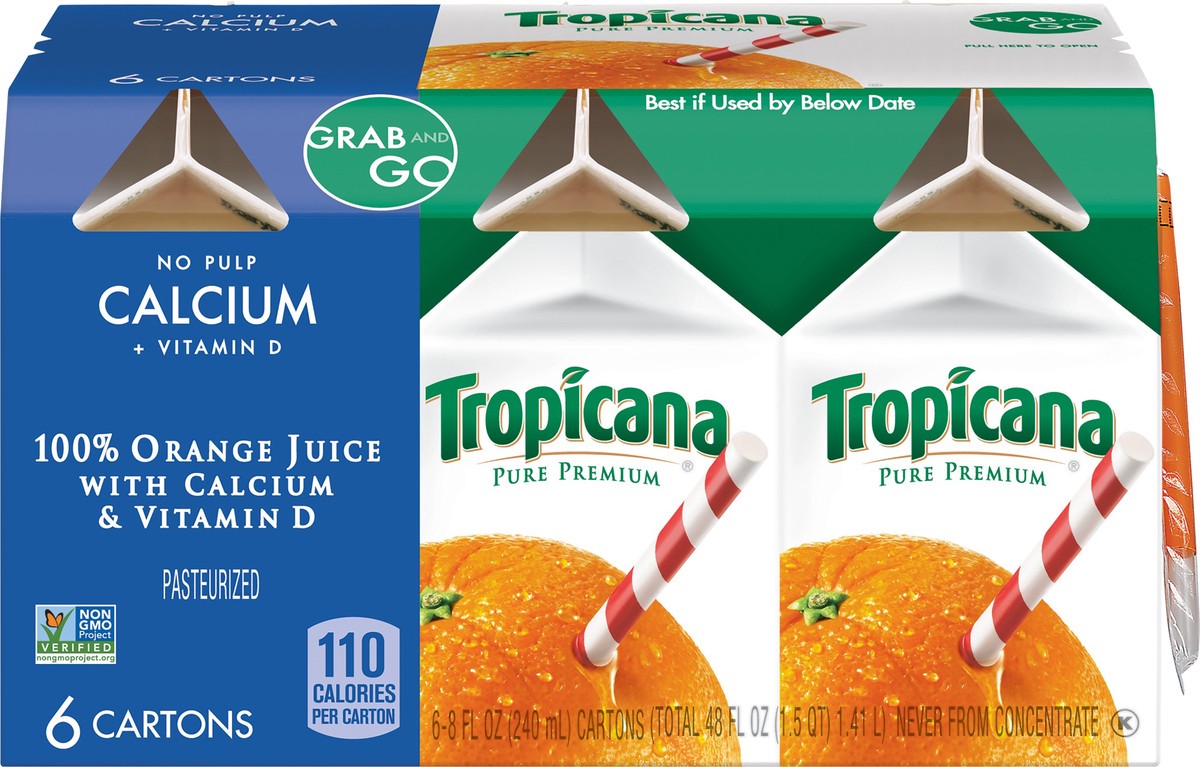 slide 6 of 9, Tropicana Pure Premium No Pulp Orange 100% Juice 6 ea, 6 ct