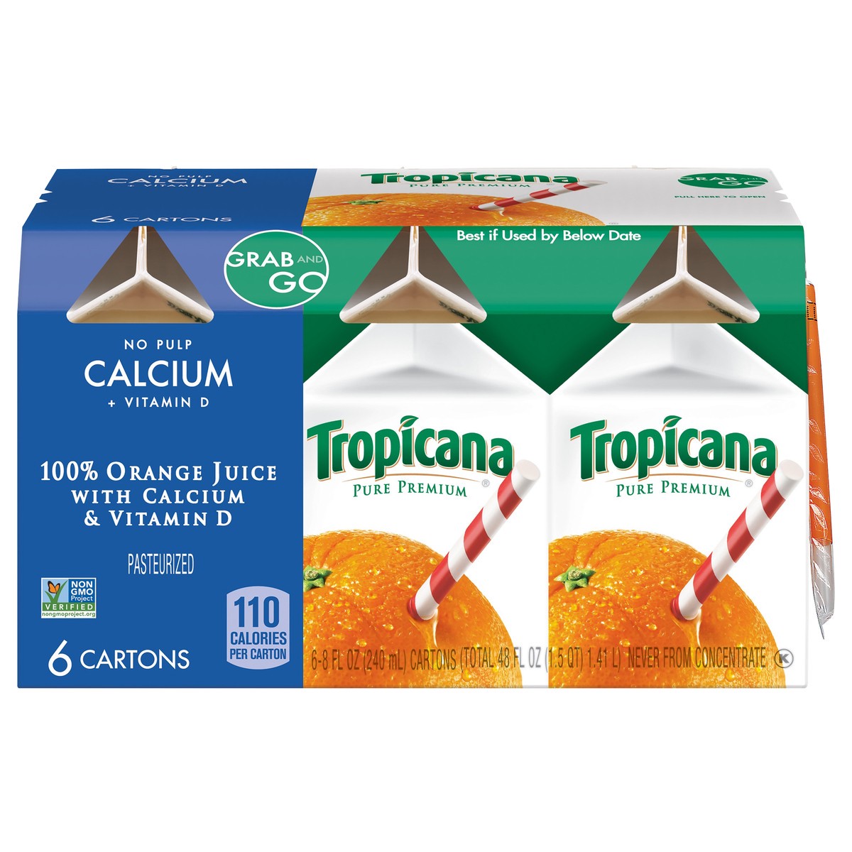 slide 1 of 9, Tropicana Pure Premium No Pulp Orange 100% Juice 6 ea, 6 ct