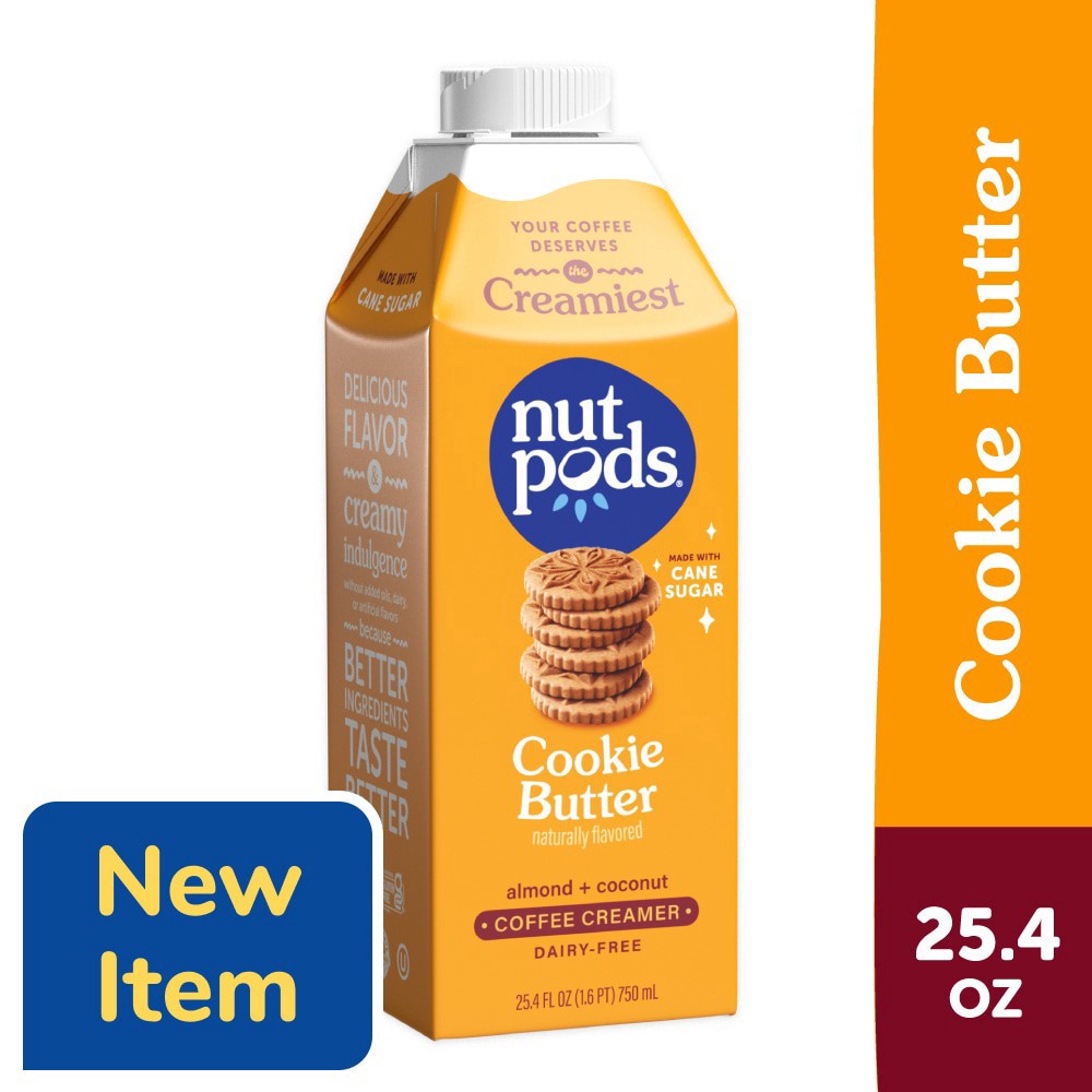 slide 1 of 6, nutpods Cookie Butter Non Dairy Coffee Creamer made with Almonds and Coconuts, 25.4 fl oz