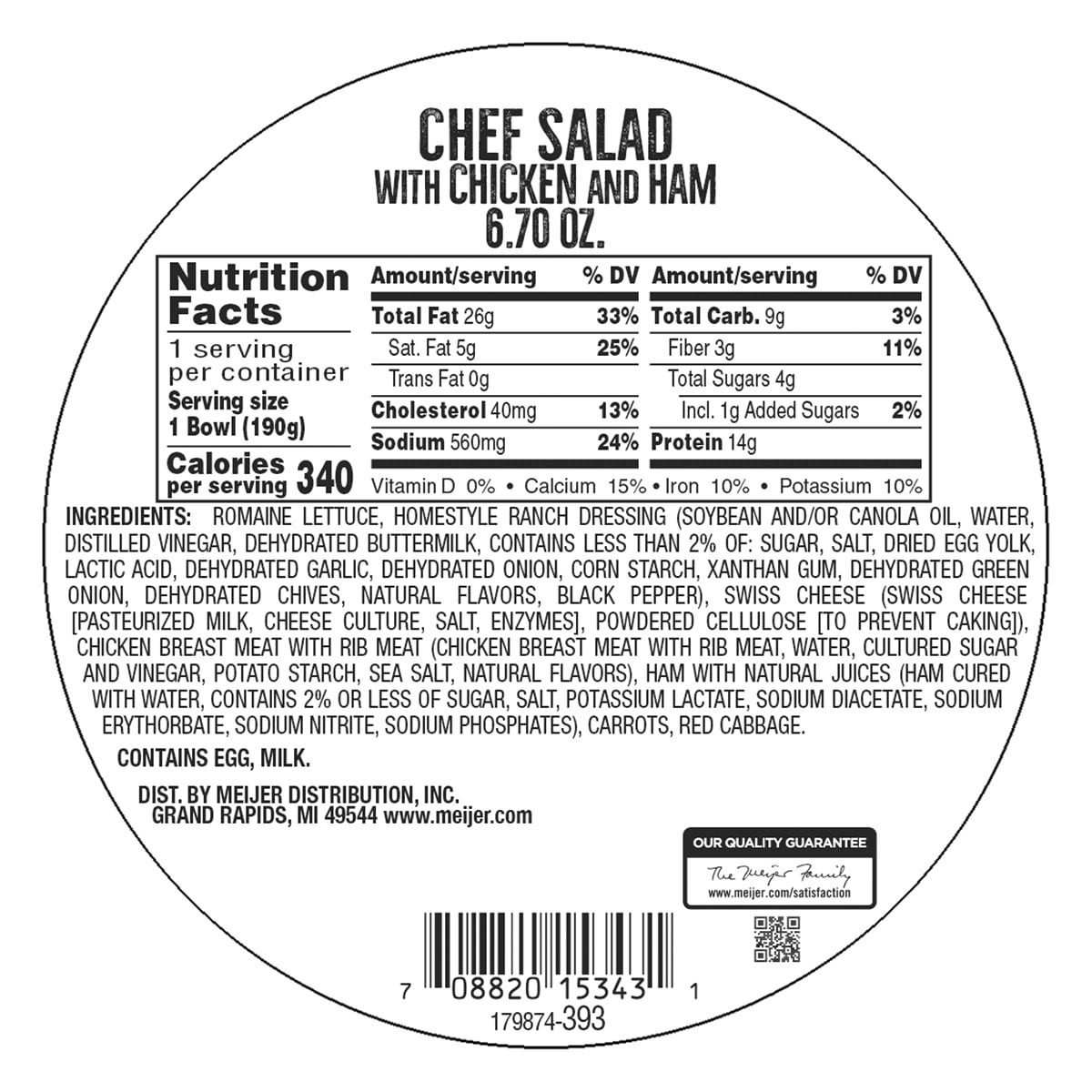 slide 28 of 29, Fresh from Meijer Salad Bowl, Chef with Chicken & Ham, 6.7 oz, 6.7 oz