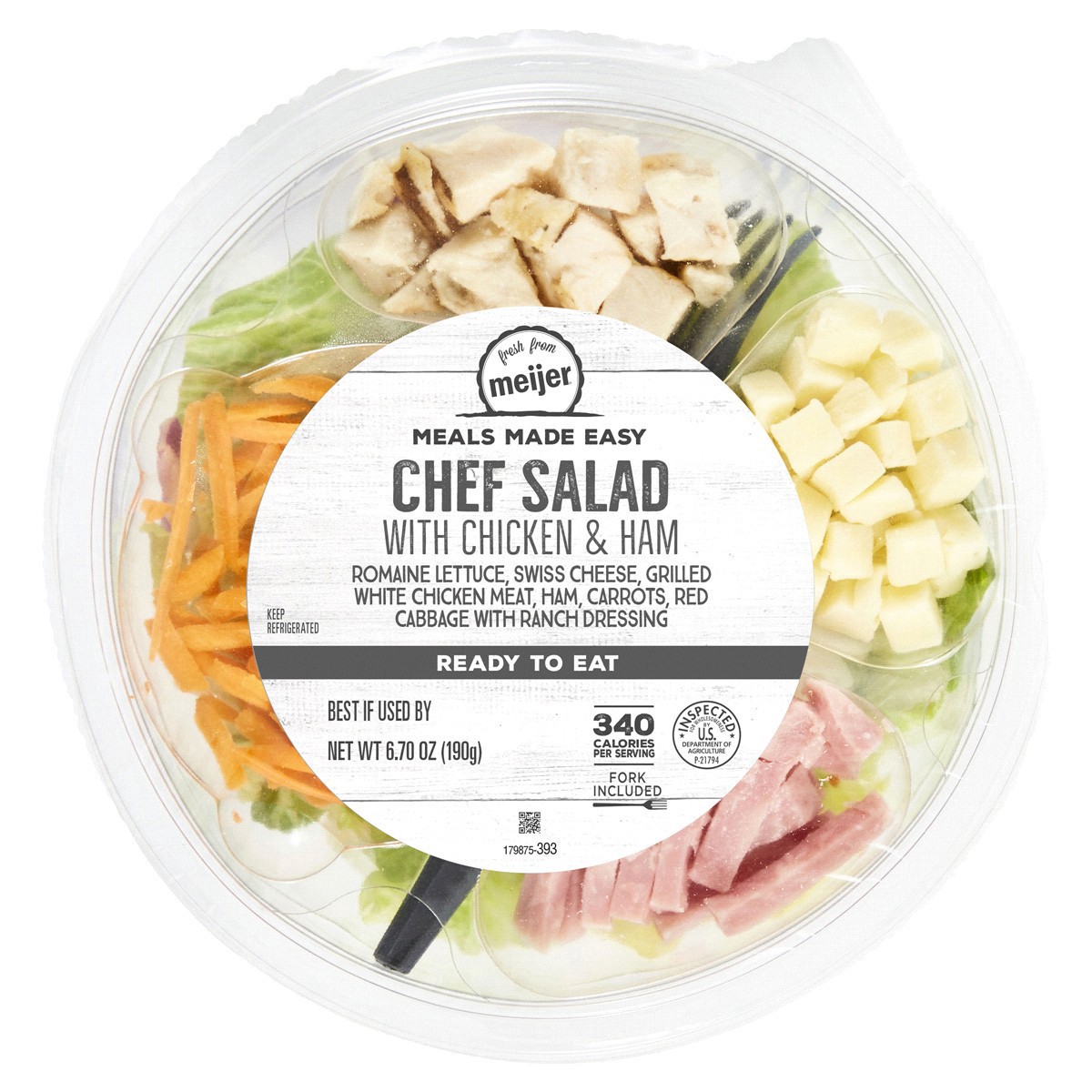 slide 1 of 29, Fresh from Meijer Salad Bowl, Chef with Chicken & Ham, 6.7 oz, 6.7 oz