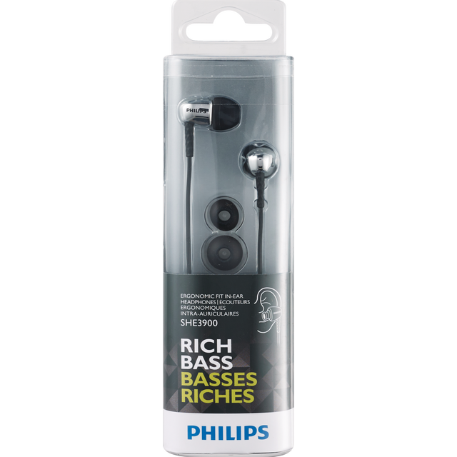 slide 1 of 1, Philips Rich Bass In-Ear Headphones With Mic, Silver She3900, 1 ct