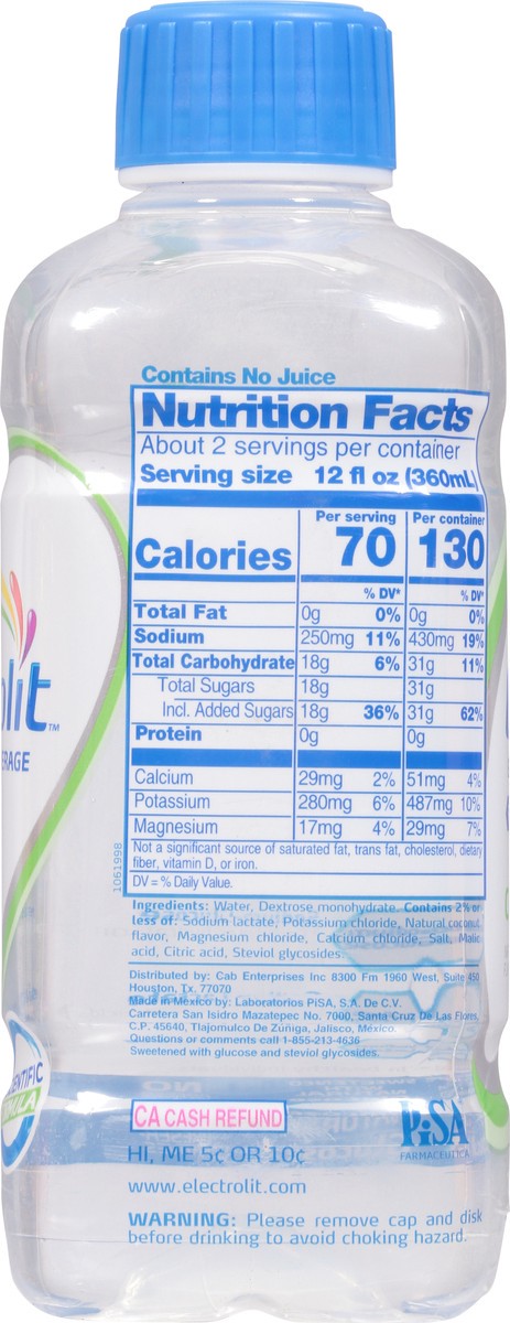 slide 9 of 9, Electrolit Premium Hydration Coconut Electrolyte Beverage 21 fl oz, 21 oz