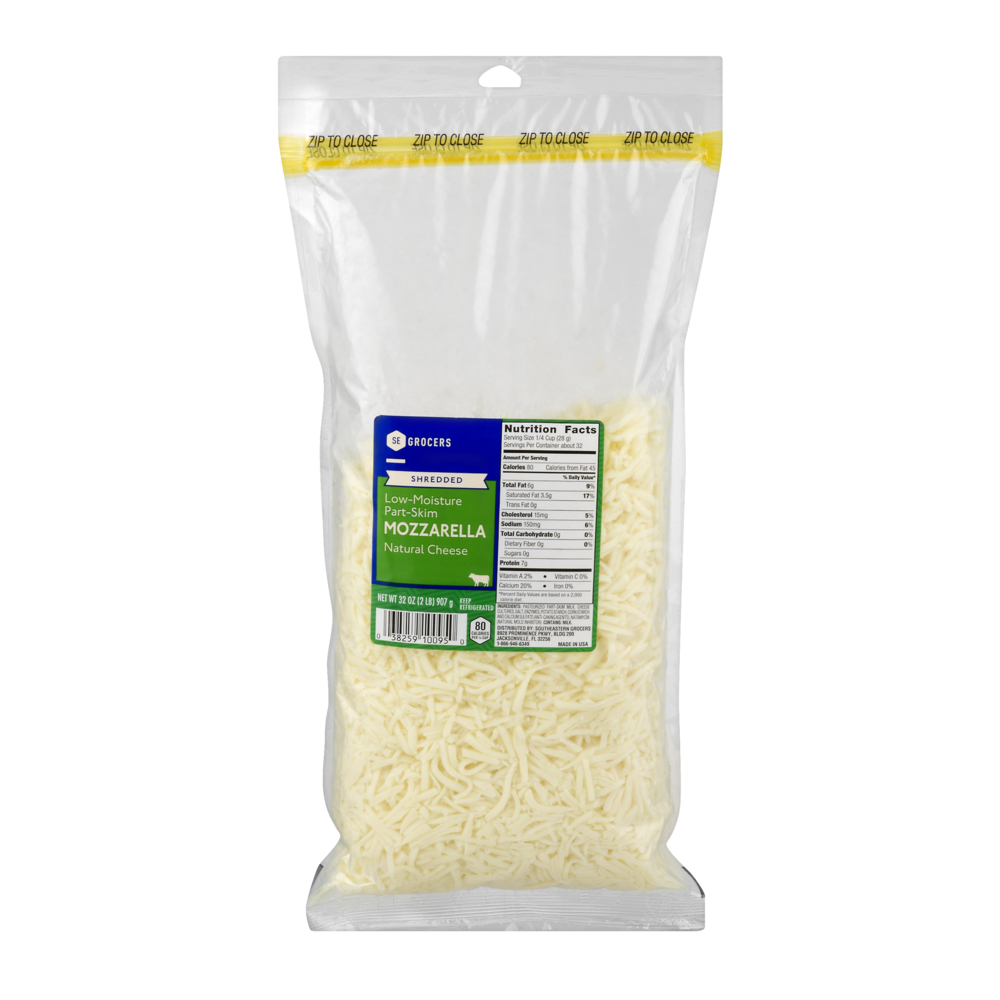 slide 1 of 1, SE Grocers Low-Moisture Part-Skim Mozzarella Natural Cheese, 32 oz