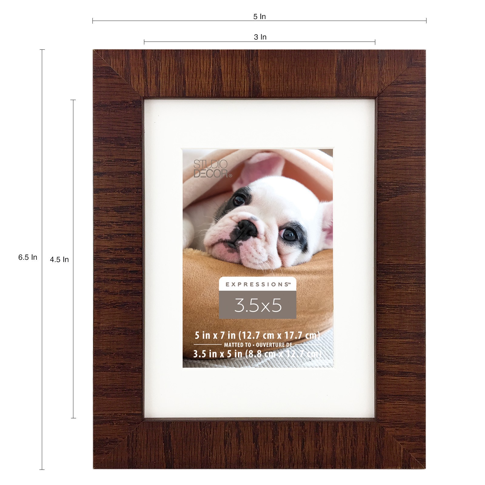 slide 4 of 6, Expressions 3.5" X 5" Espresso Rustic Frame With Mat By Studio Decor, 3.5 in x 5 in