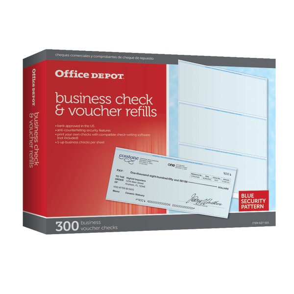 slide 1 of 2, Office Depot Brand Business Check Refill Pack, 1-Part, Pack Of 300, 300 ct