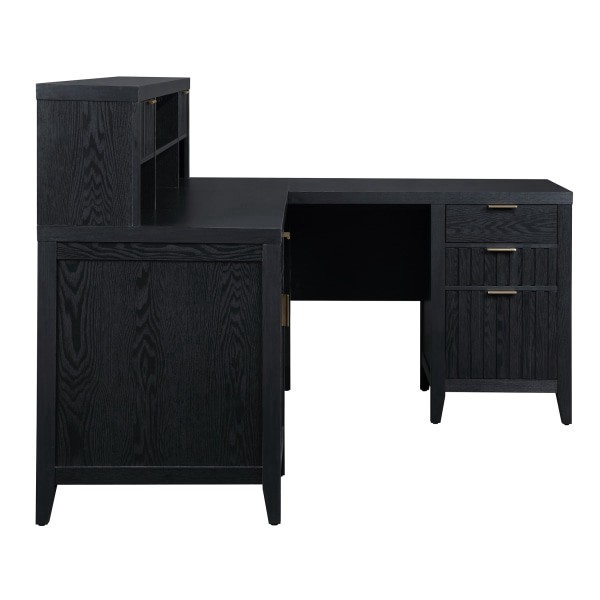 slide 6 of 10, Thomasville Rivington 60""W L-Shaped Corner Desk & Hutch With Integrated Power Outlet, Raven Black, 1 ct