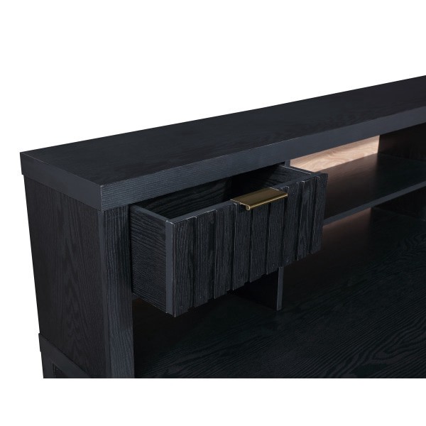 slide 5 of 10, Thomasville Rivington 60""W L-Shaped Corner Desk & Hutch With Integrated Power Outlet, Raven Black, 1 ct