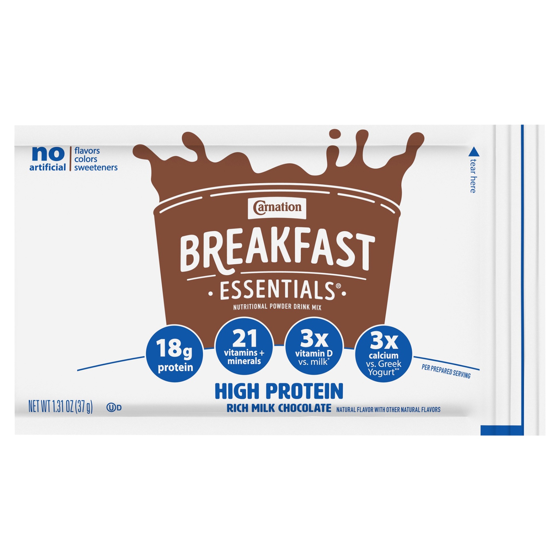 slide 1 of 7, Carnation Breakfast Essentials High Protein Rich Milk Chocolate Breakfast Drink, 8 ct; 1.31 oz