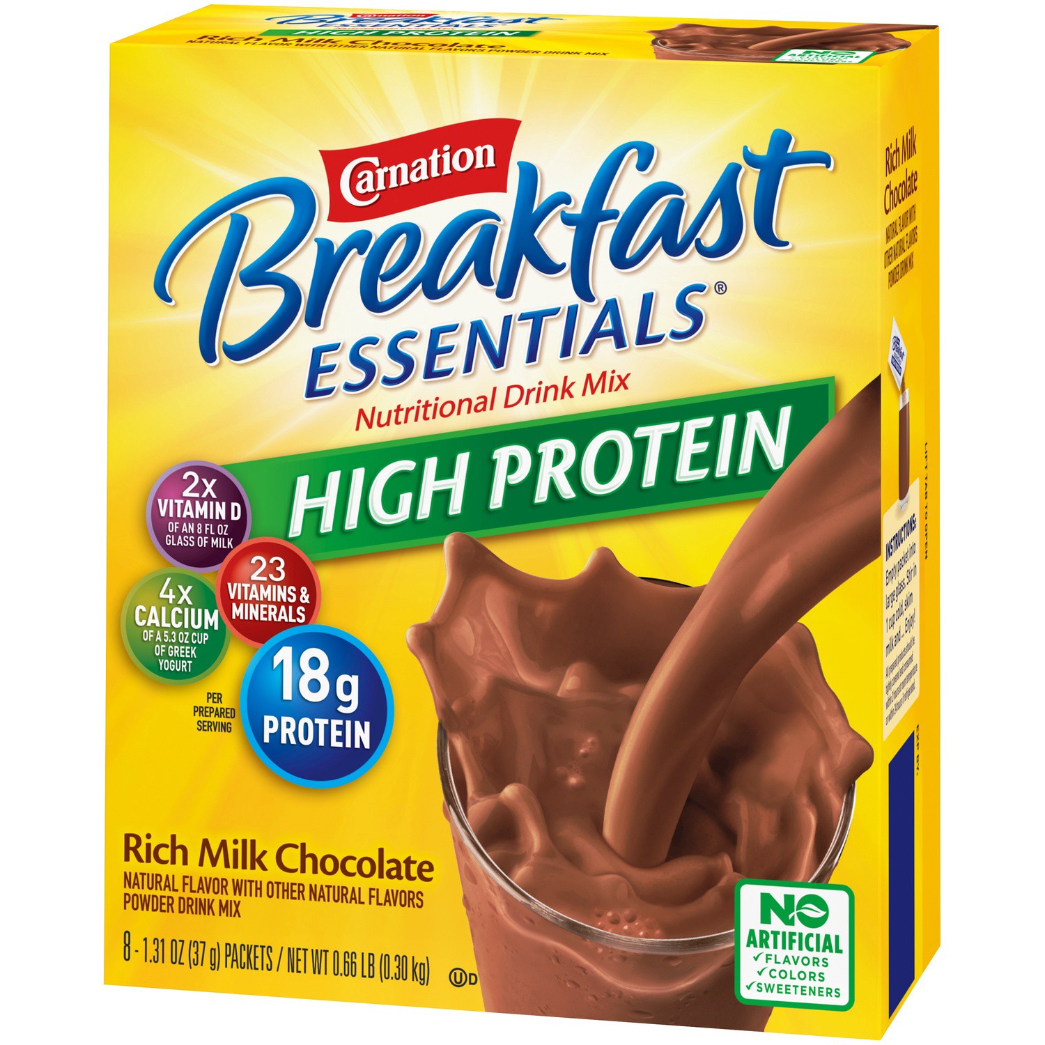 slide 4 of 7, Carnation Breakfast Essentials High Protein Rich Milk Chocolate Breakfast Drink, 8 ct; 1.31 oz