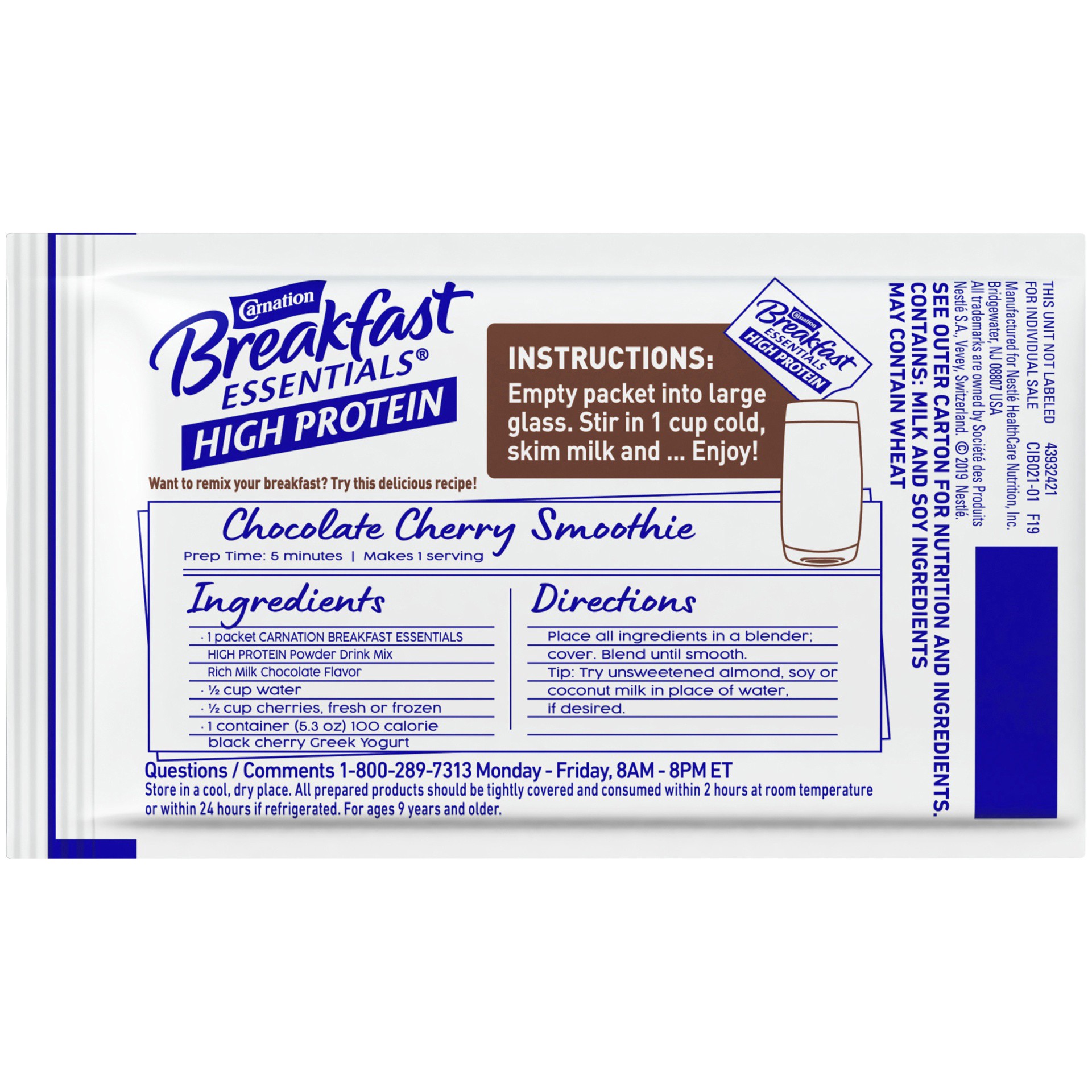 slide 5 of 7, Carnation Breakfast Essentials High Protein Rich Milk Chocolate Breakfast Drink, 8 ct; 1.31 oz