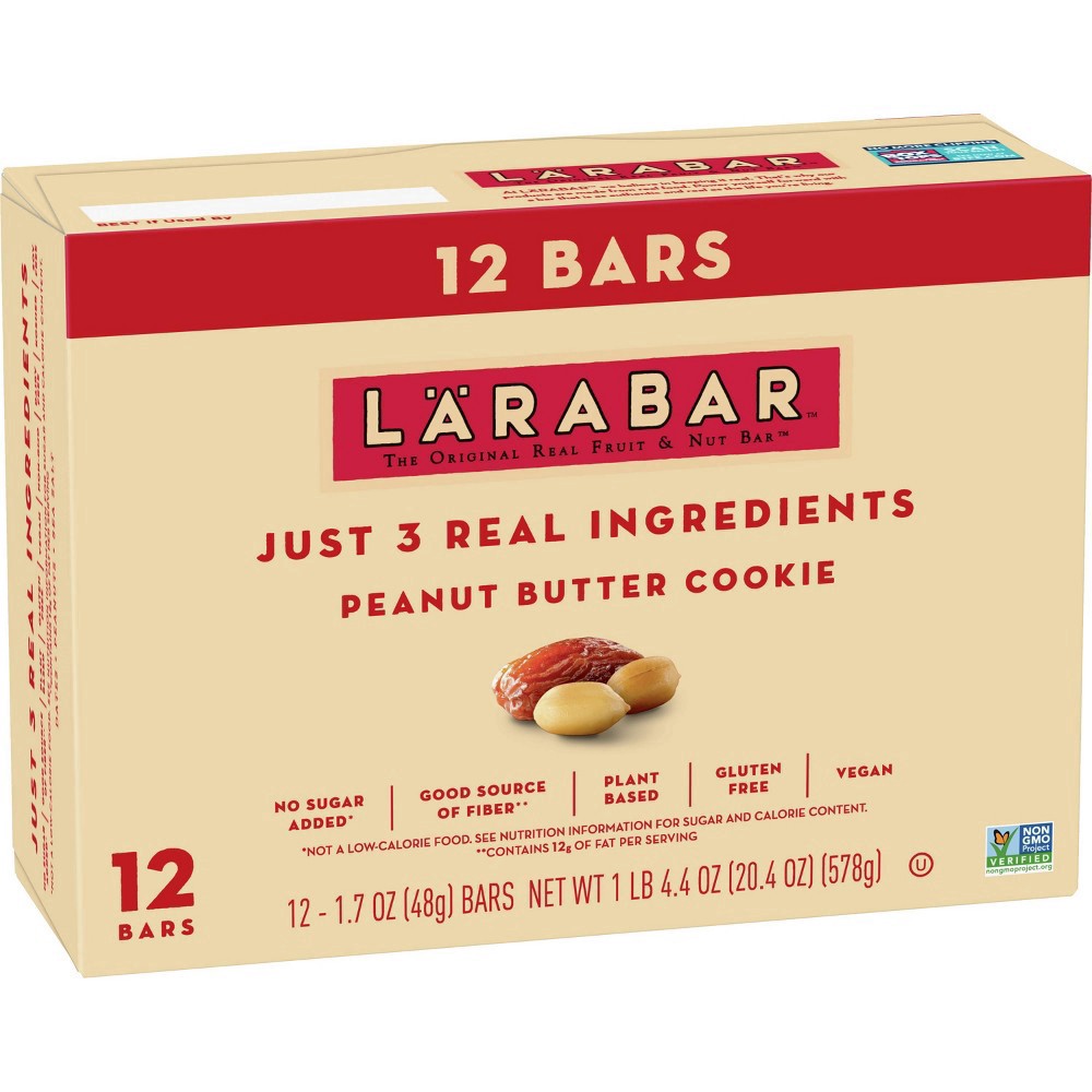 slide 16 of 19, LÄRABAR Peanut Butter Cookie, Gluten Free Vegan Fruit & Nut Bars, 12 ct, 12 ct