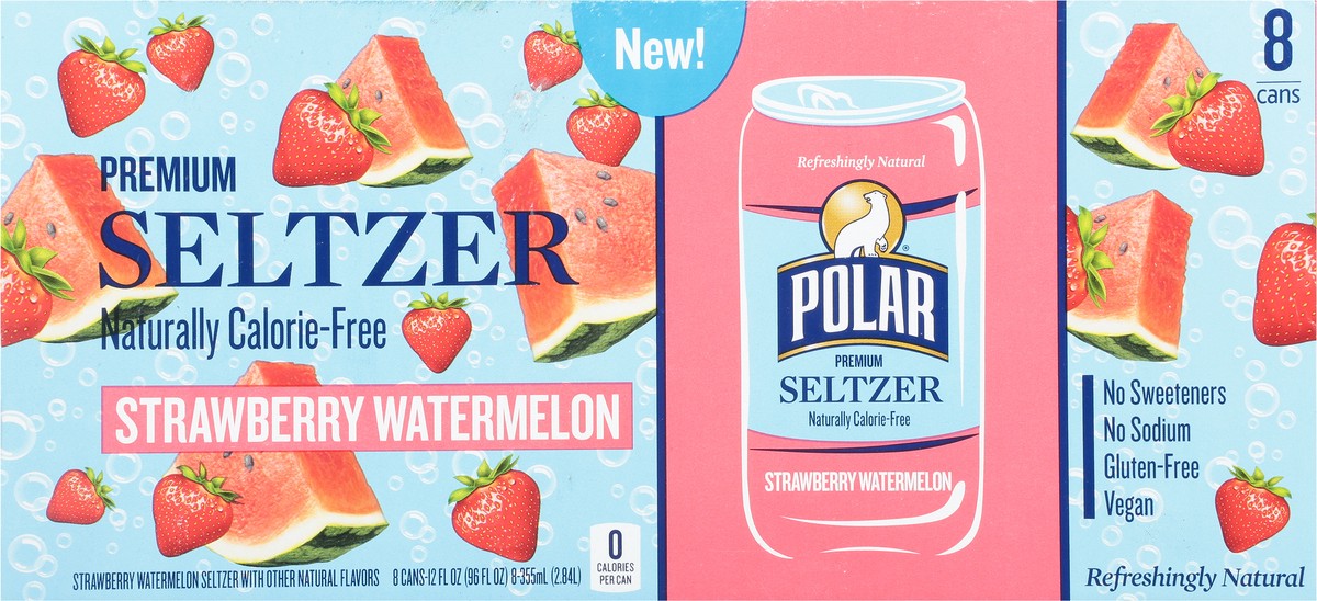 slide 2 of 12, Polar Seltzer Water Strawberry Watermelon, 12 fl oz cans, 8 pack , 8 ct