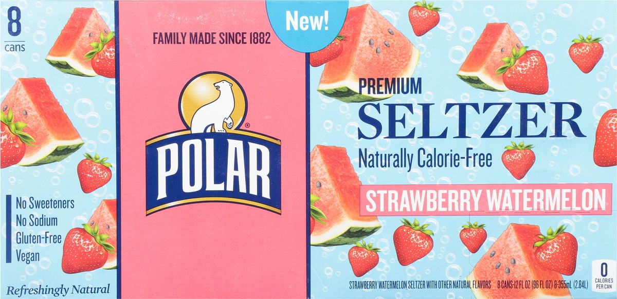 slide 6 of 12, Polar Seltzer Water Strawberry Watermelon, 12 fl oz cans, 8 pack , 8 ct