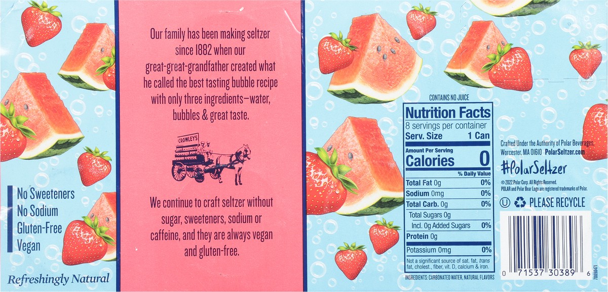 slide 9 of 12, Polar Seltzer Water Strawberry Watermelon, 12 fl oz cans, 8 pack , 8 ct