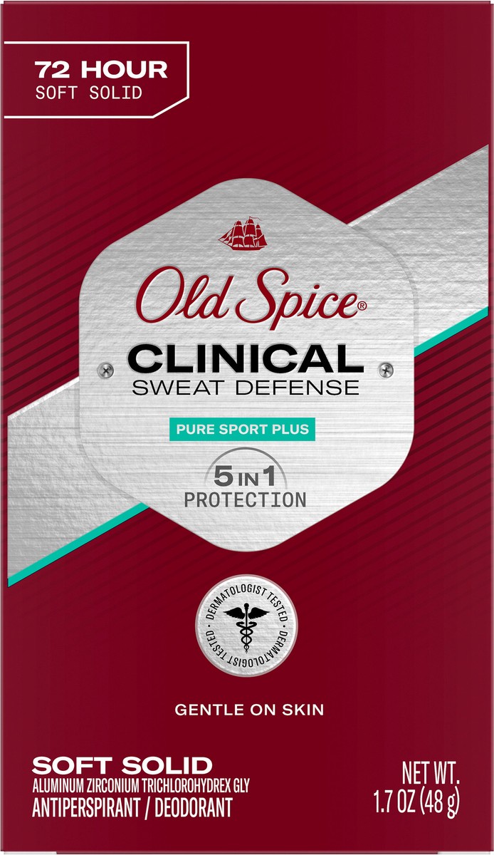 slide 2 of 2, Old Spice Clinical Sweat Defense Anti-Perspirant Deodorant for Men, 72 Hour, Pure Sport Plus, 1.7 oz, 1.7 oz