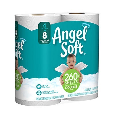 slide 1 of 1, Angel Soft 4 Double Roll White Bath Tissue, 98.8 sq ft