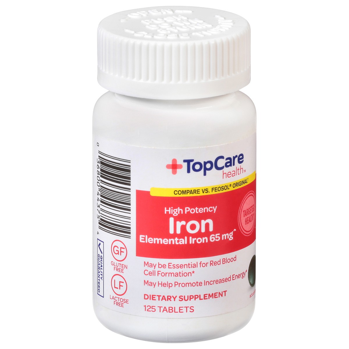 slide 5 of 9, TopCare Supplement Iron Ferrous Sulfat, 125 ct