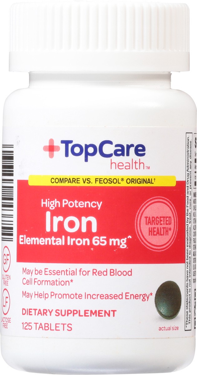 slide 6 of 9, TopCare Supplement Iron Ferrous Sulfat, 125 ct