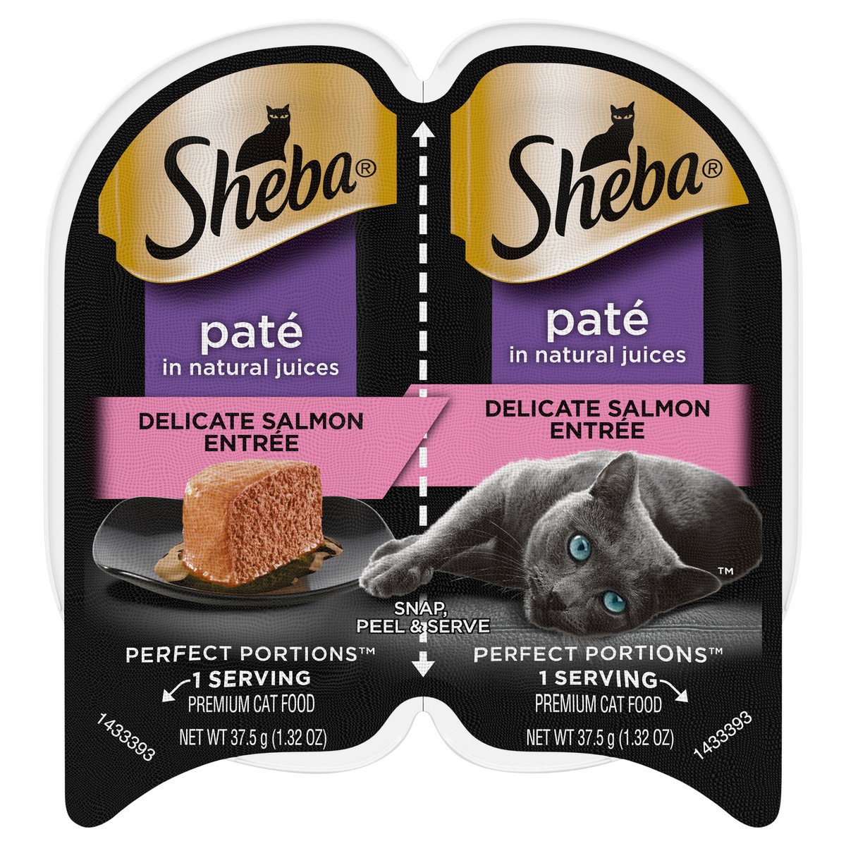 slide 1 of 4, Sheba Perfect Portions Premium Pate in Natural Juices with Sustainable Salmon Cat Food 2 - 37.5 g Trays, 2 ct