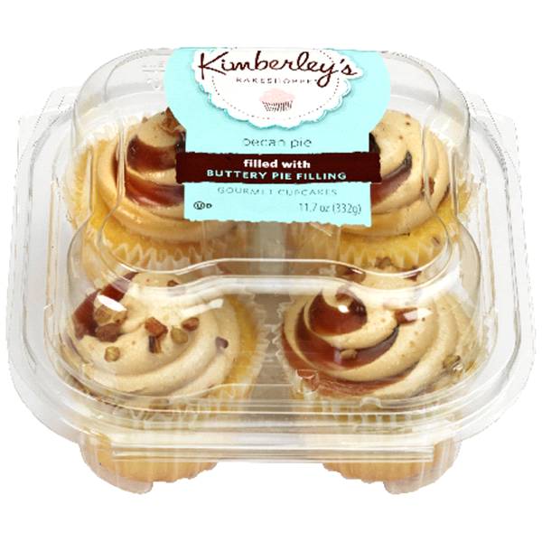 slide 1 of 1, Kimberley's Bakeshoppe Pecan Pie Cupcakes Filled With Buttery Pie Filling, 4 ct; 11.7 oz