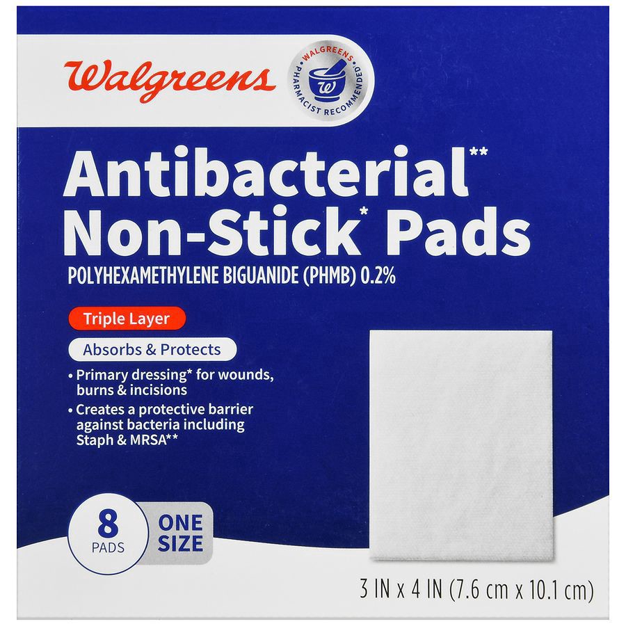 slide 3 of 5, Walgreens Antibacterial Non-Stick Pads, 8 ct