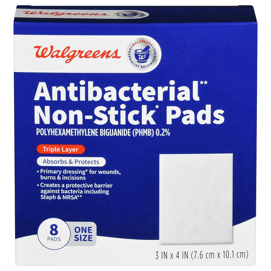 slide 1 of 5, Walgreens Antibacterial Non-Stick Pads, 8 ct