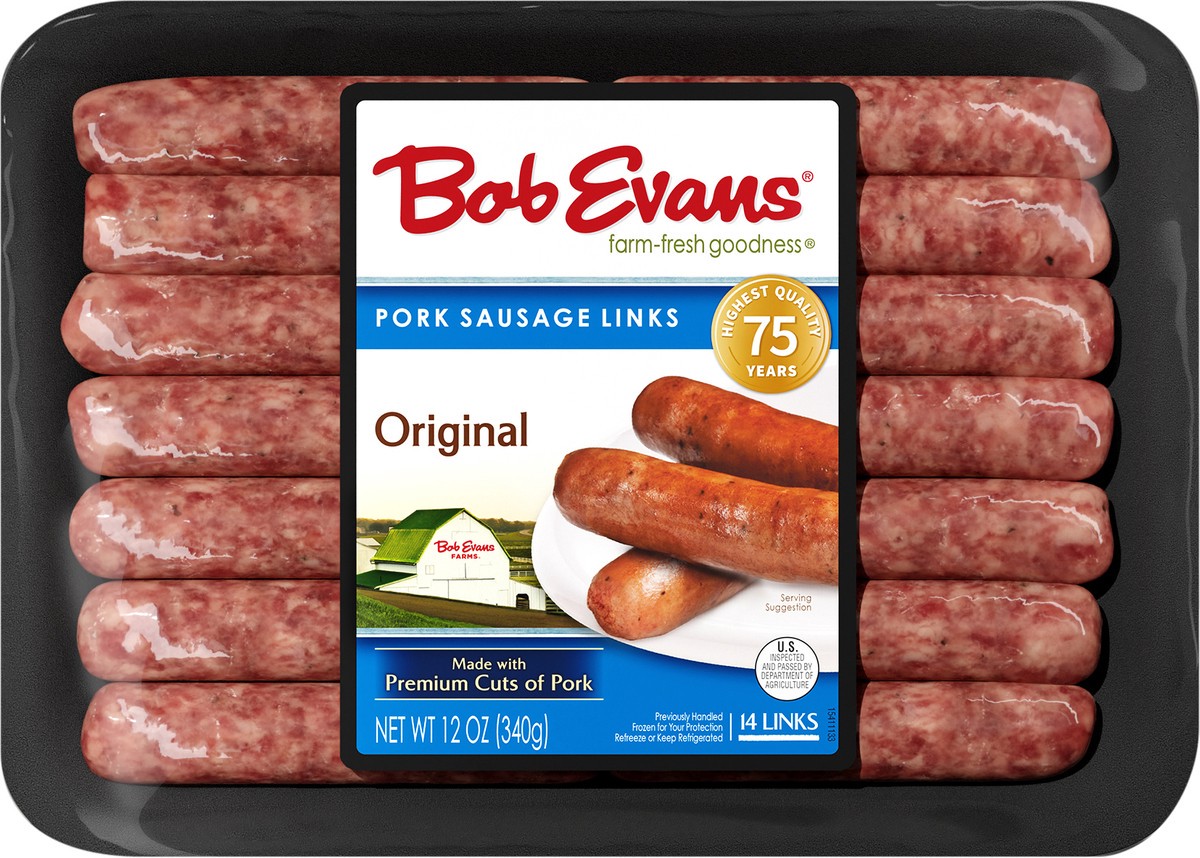 slide 7 of 9, Bob Evans Farm-Fresh Goodness Original Pork Sausage Links 14 ea, 12 oz